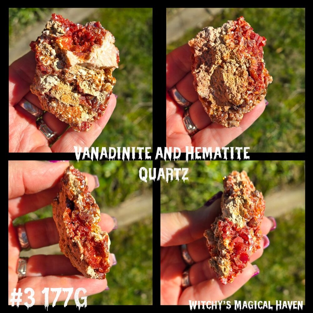Vanadinite and Hematite Quartz Crystal